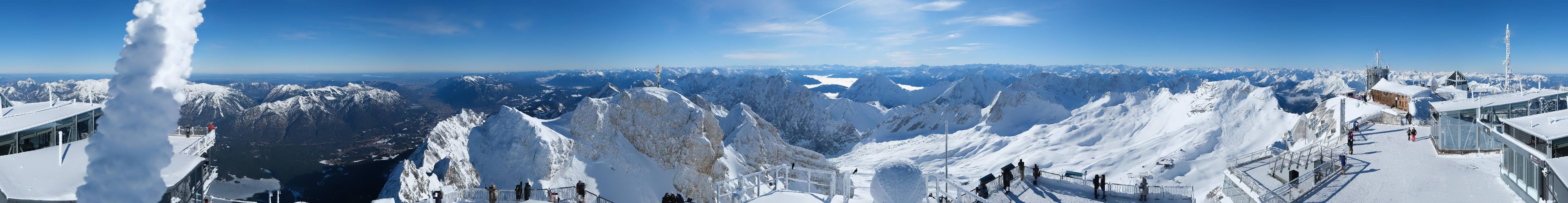 Archiv Foto Webcam Zugspitze: Panoramablick vom Gipfel