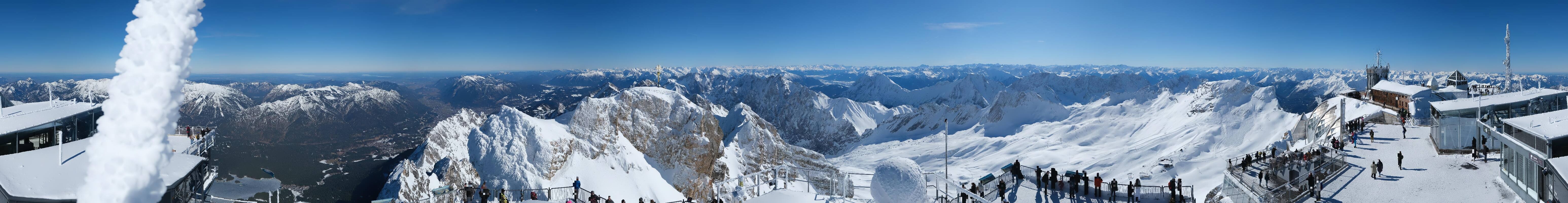 Archiv Foto Webcam Zugspitze: Panoramablick vom Gipfel