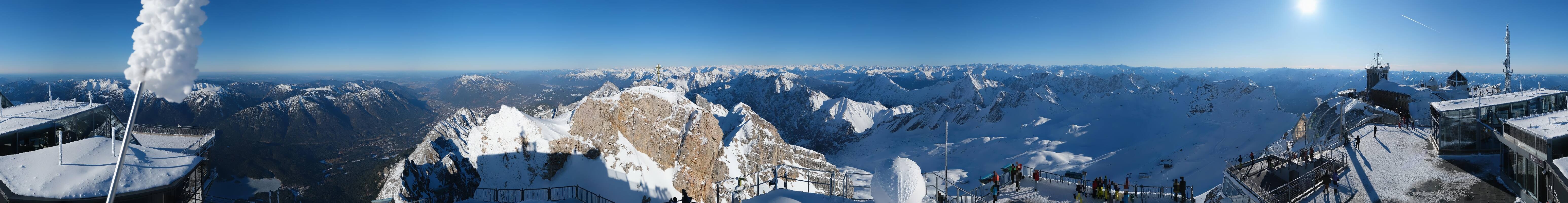 Archiv Foto Webcam Zugspitze: Panoramablick vom Gipfel