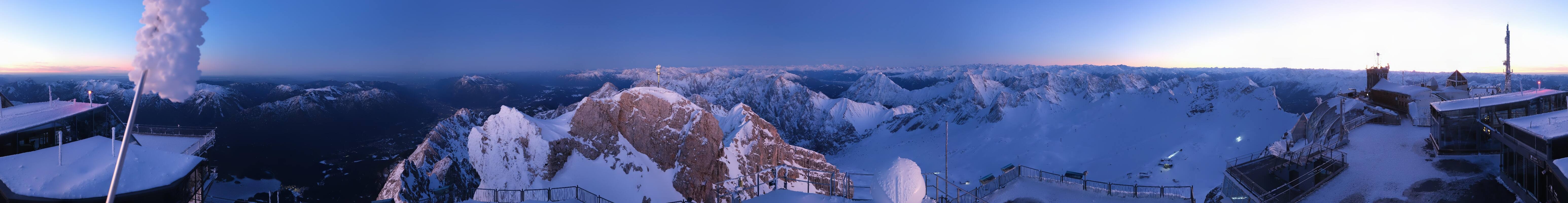 Archiv Foto Webcam Zugspitze: Panoramablick vom Gipfel