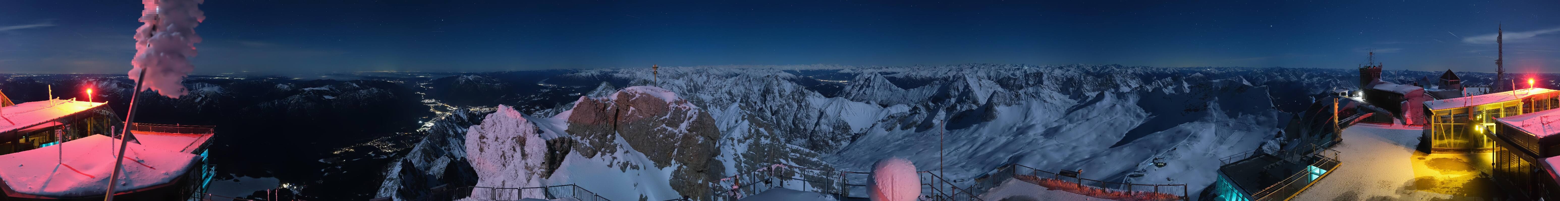 Archiv Foto Webcam Zugspitze: Panoramablick vom Gipfel
