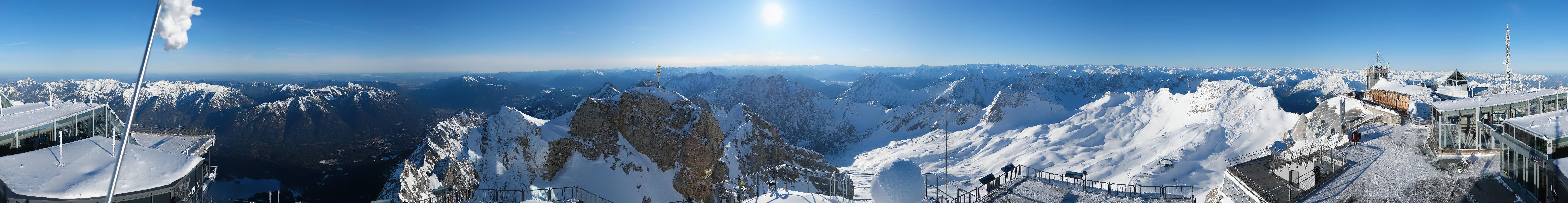 Archiv Foto Webcam Zugspitze: Panoramablick vom Gipfel