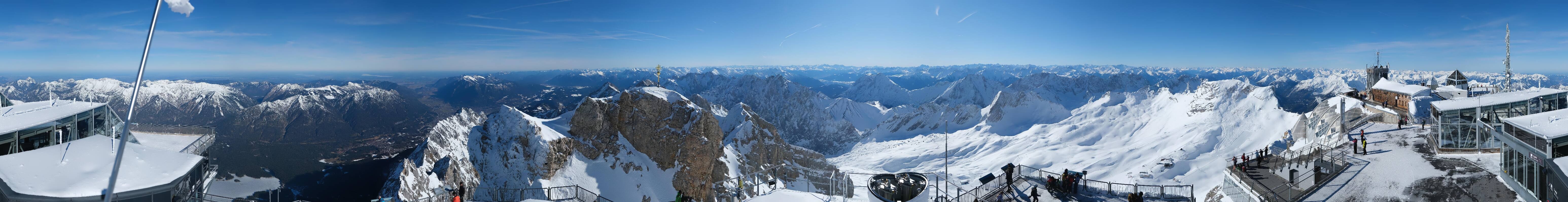 Archiv Foto Webcam Zugspitze: Panoramablick vom Gipfel