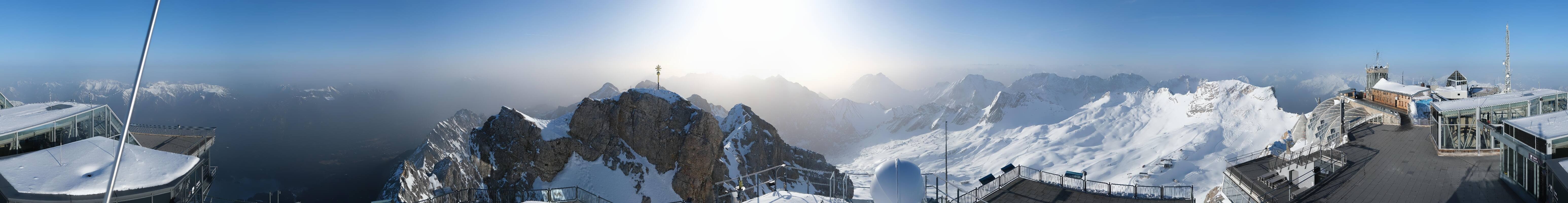 Archiv Foto Webcam Zugspitze: Panoramablick vom Gipfel