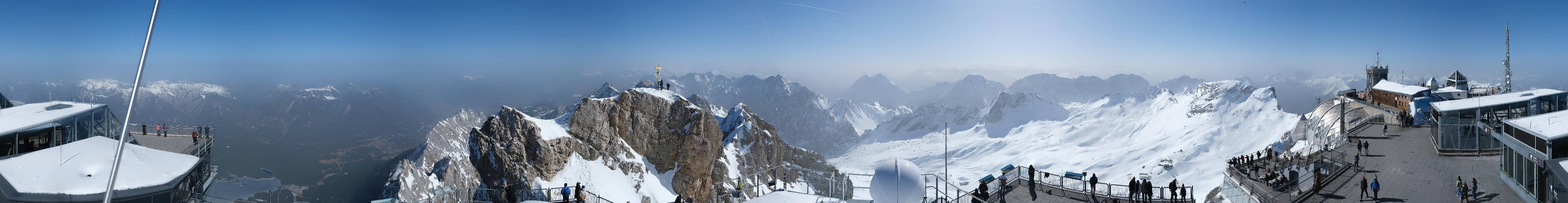 Archiv Foto Webcam Zugspitze: Panoramablick vom Gipfel