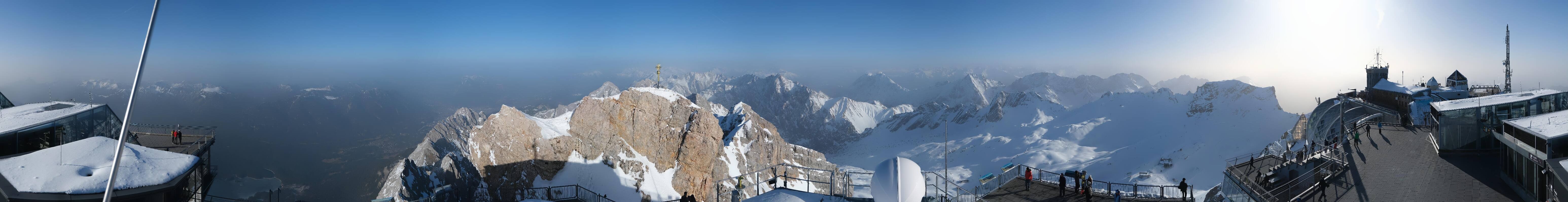 Archiv Foto Webcam Zugspitze: Panoramablick vom Gipfel