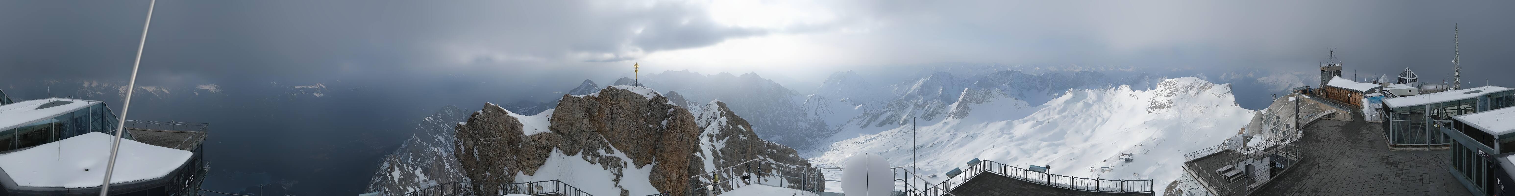 Archiv Foto Webcam Zugspitze: Panoramablick vom Gipfel