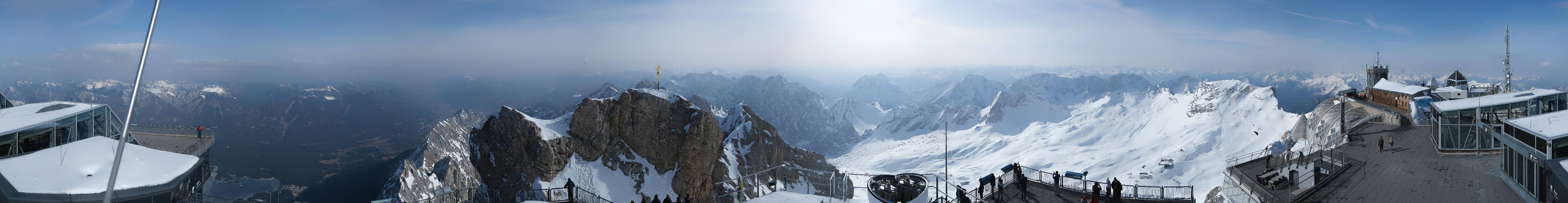 Archiv Foto Webcam Zugspitze: Panoramablick vom Gipfel
