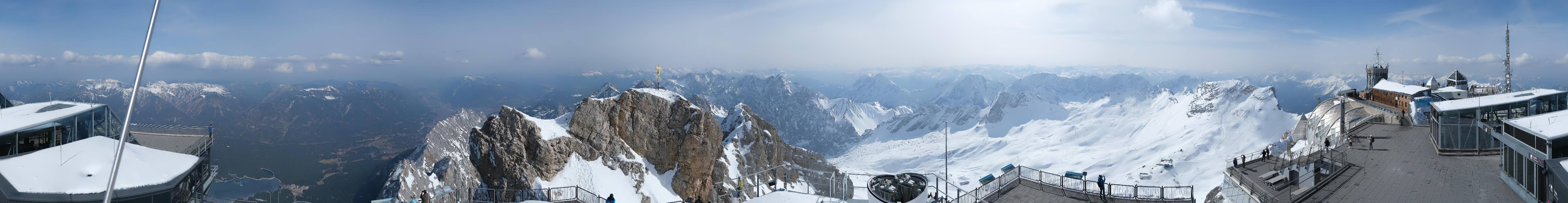 Archiv Foto Webcam Zugspitze: Panoramablick vom Gipfel