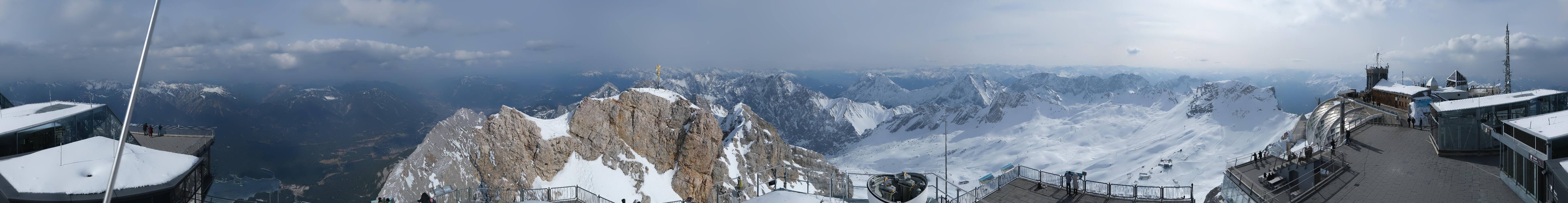 Archiv Foto Webcam Zugspitze: Panoramablick vom Gipfel