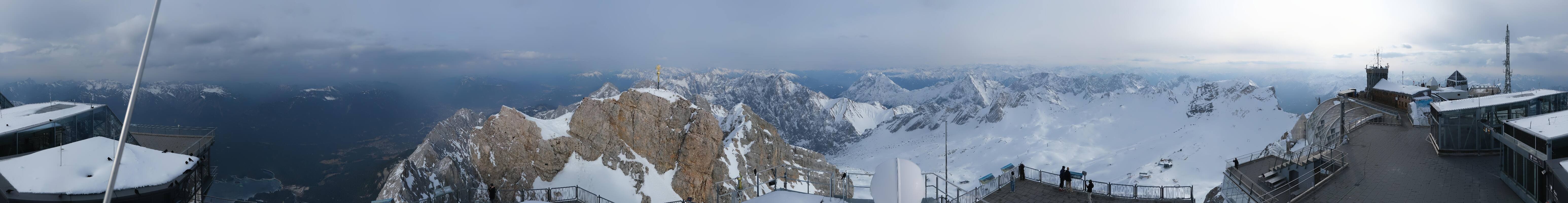 Archiv Foto Webcam Zugspitze: Panoramablick vom Gipfel