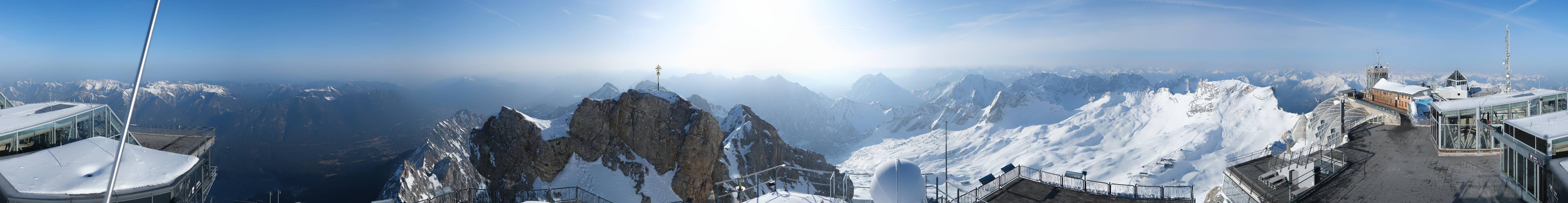 Archiv Foto Webcam Zugspitze: Panoramablick vom Gipfel