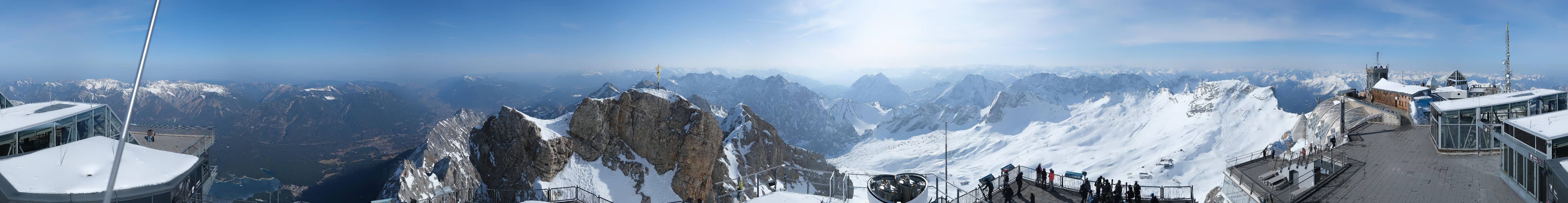 Archiv Foto Webcam Zugspitze: Panoramablick vom Gipfel