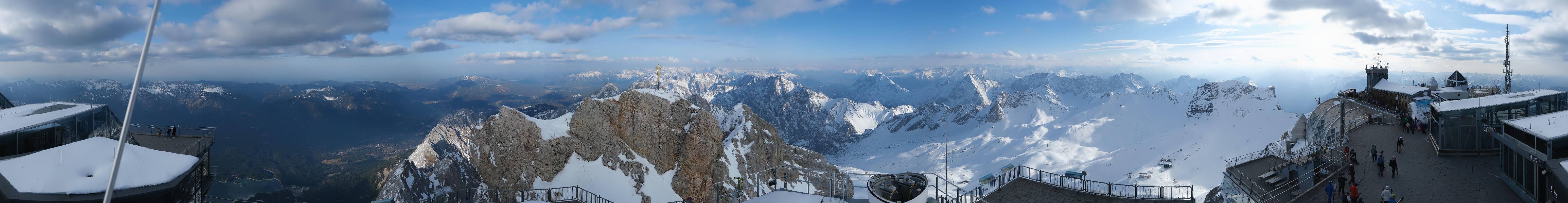 Archiv Foto Webcam Zugspitze: Panoramablick vom Gipfel