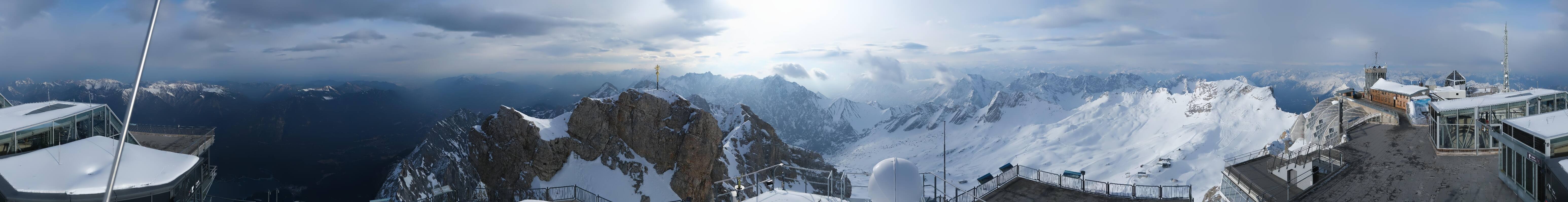 Archiv Foto Webcam Zugspitze: Panoramablick vom Gipfel
