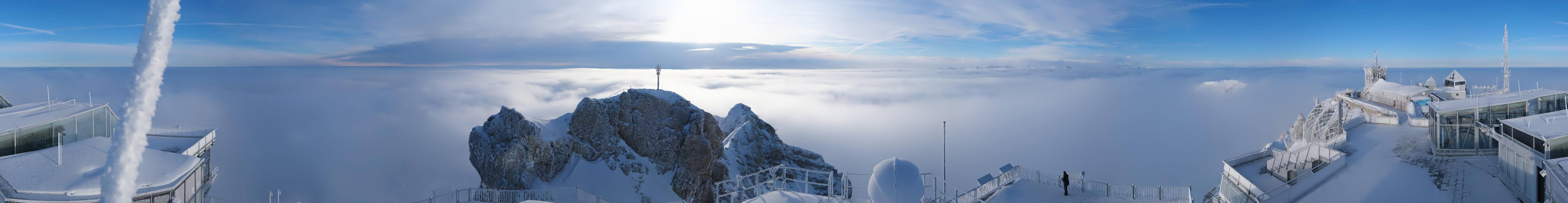 Archiv Foto Webcam Zugspitze: Panoramablick vom Gipfel