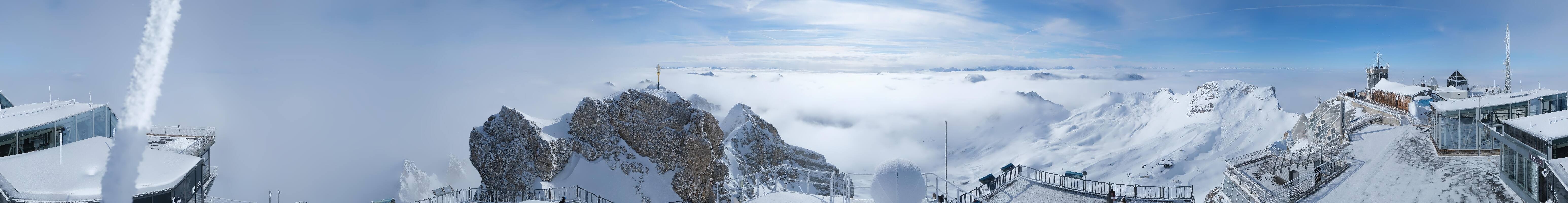 Archiv Foto Webcam Zugspitze: Panoramablick vom Gipfel