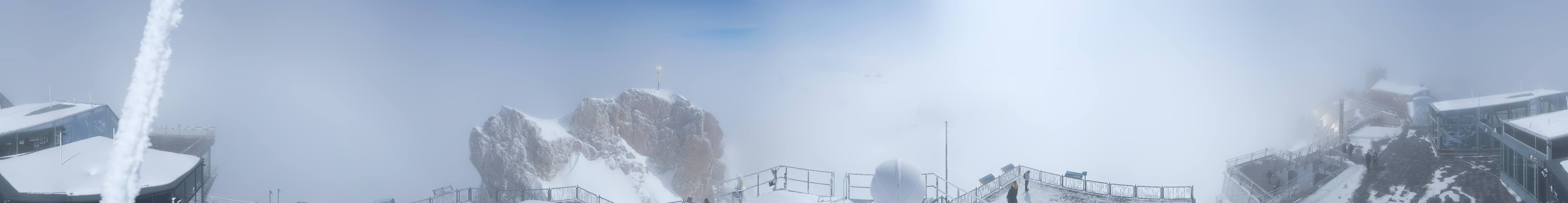 Archiv Foto Webcam Zugspitze: Panoramablick vom Gipfel