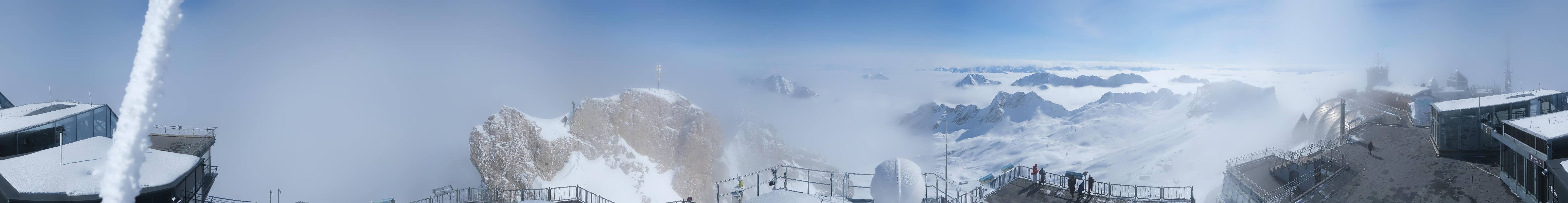Archiv Foto Webcam Zugspitze: Panoramablick vom Gipfel