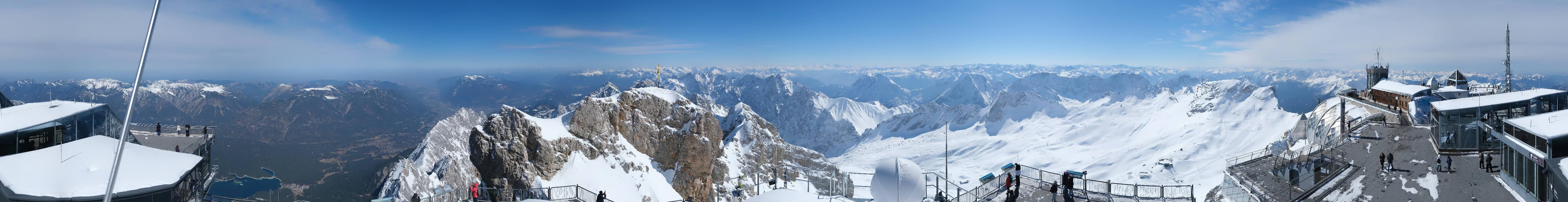 Archiv Foto Webcam Zugspitze: Panoramablick vom Gipfel