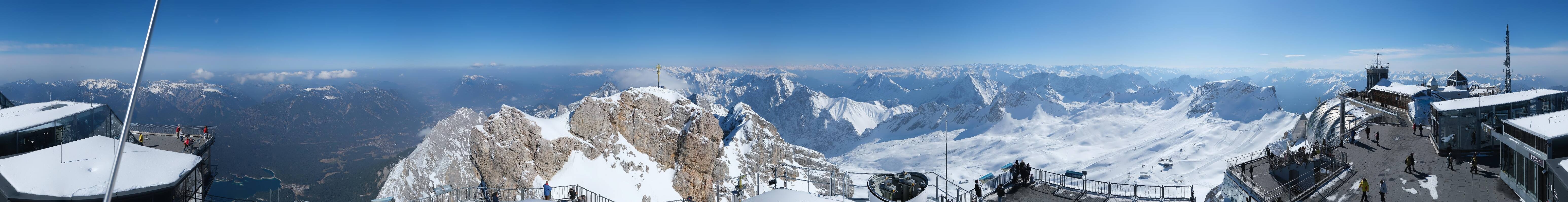 Archiv Foto Webcam Zugspitze: Panoramablick vom Gipfel
