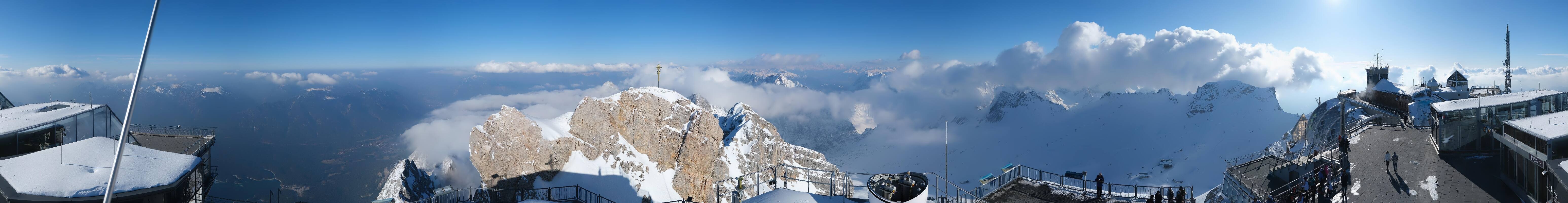 Archiv Foto Webcam Zugspitze: Panoramablick vom Gipfel