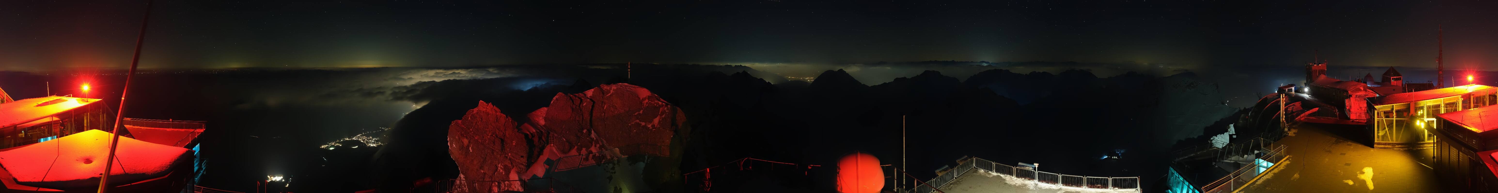 Archiv Foto Webcam Zugspitze: Panoramablick vom Gipfel