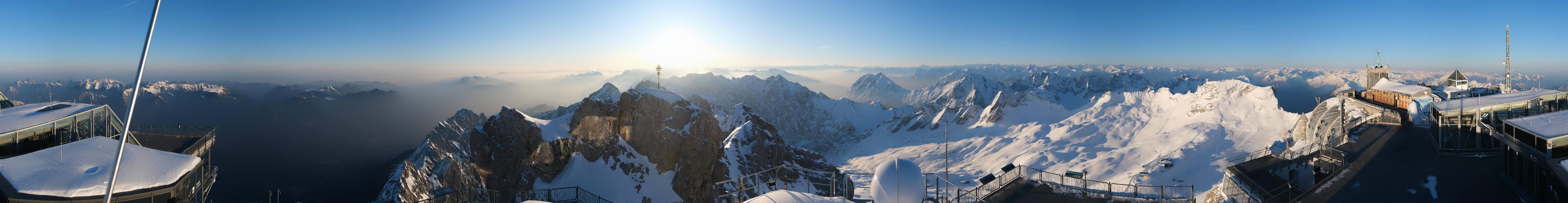 Archiv Foto Webcam Zugspitze: Panoramablick vom Gipfel