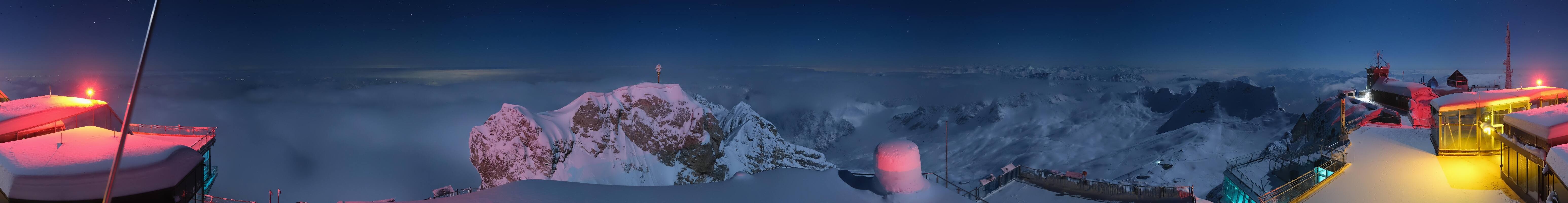 Archiv Foto Webcam Zugspitze: Panoramablick vom Gipfel