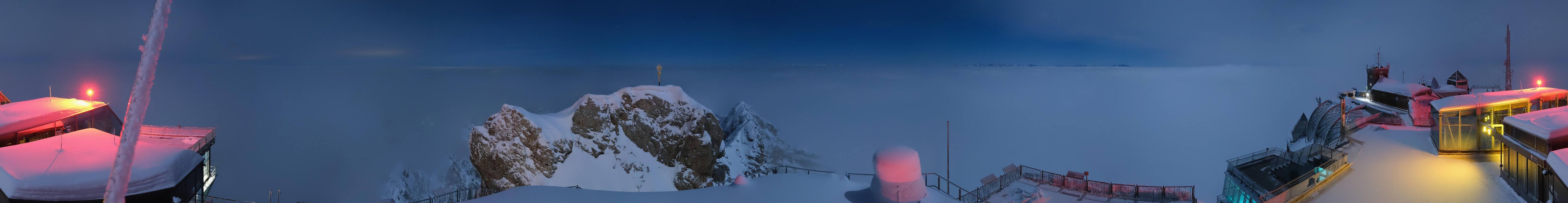 Archiv Foto Webcam Zugspitze: Panoramablick vom Gipfel