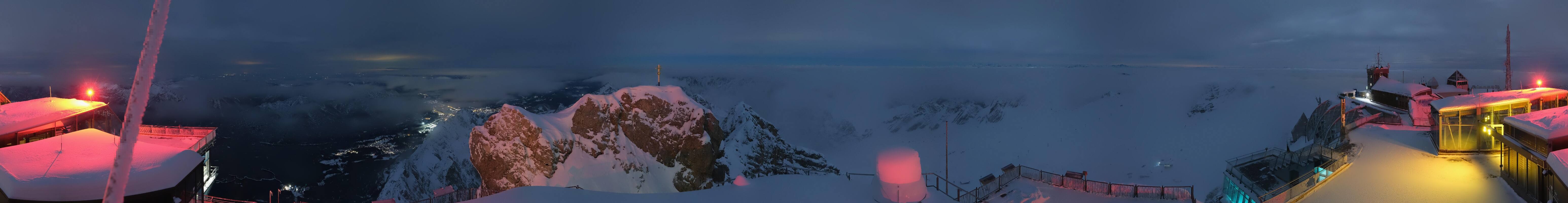 Archiv Foto Webcam Zugspitze: Panoramablick vom Gipfel