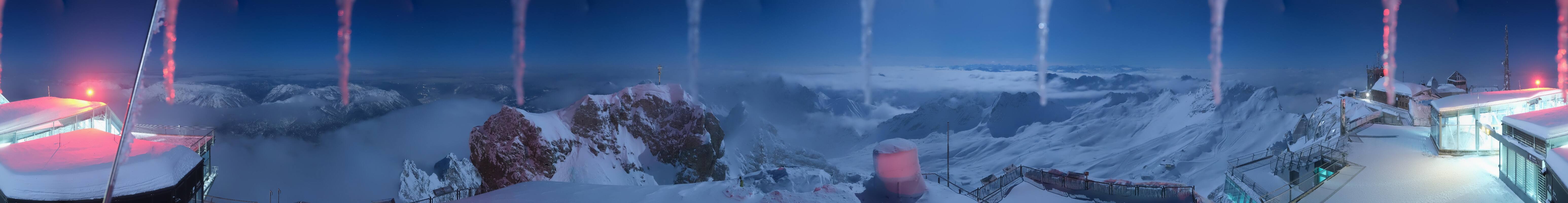 Archiv Foto Webcam Zugspitze: Panoramablick vom Gipfel