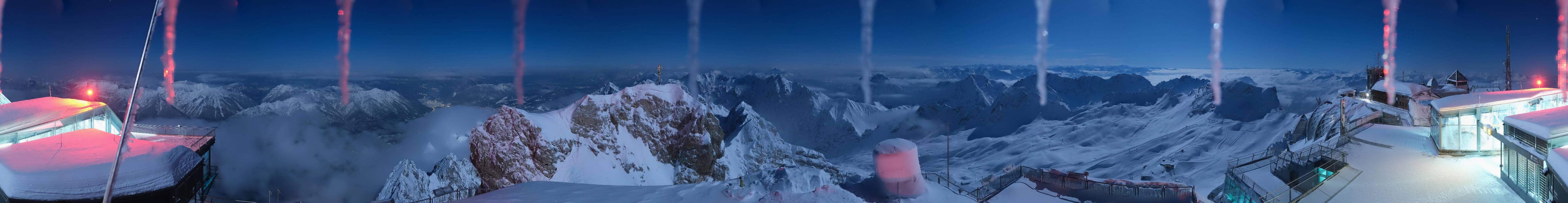 Archiv Foto Webcam Zugspitze: Panoramablick vom Gipfel