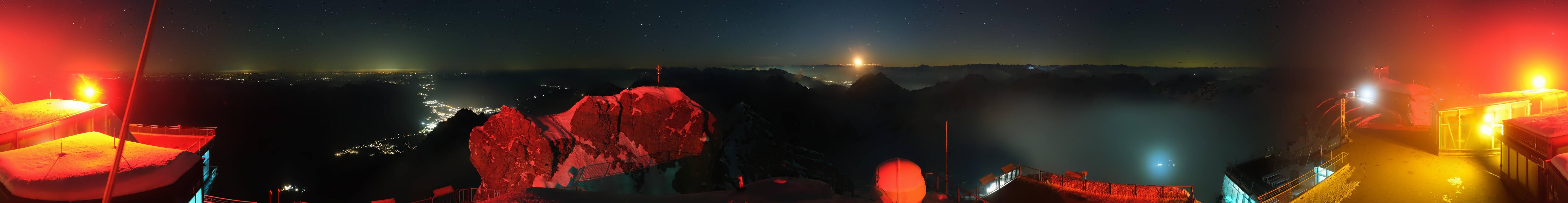 Archiv Foto Webcam Zugspitze: Panoramablick vom Gipfel