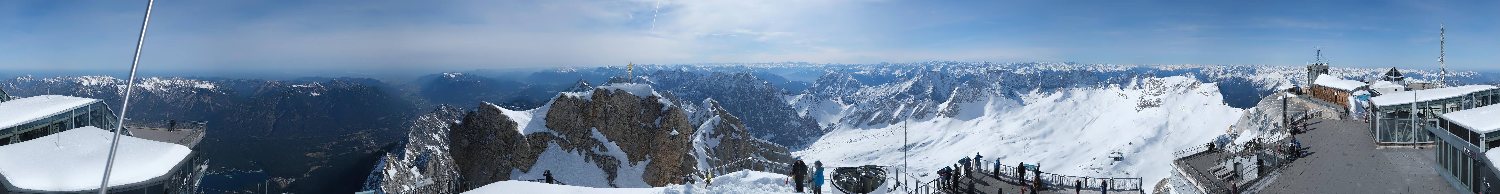 Archiv Foto Webcam Zugspitze: Panoramablick vom Gipfel