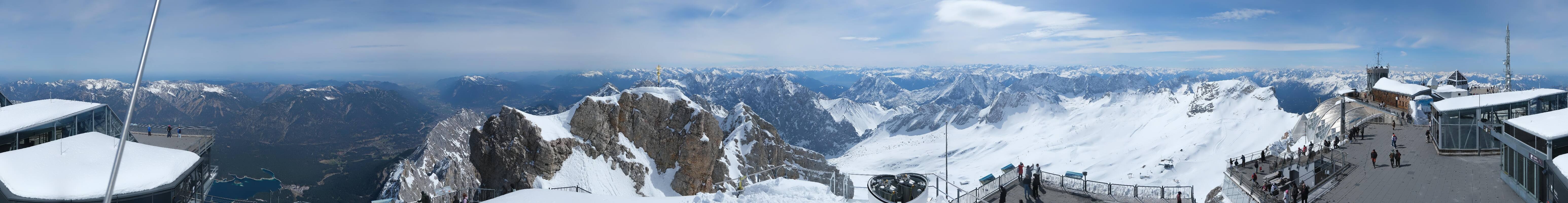 Archiv Foto Webcam Zugspitze: Panoramablick vom Gipfel