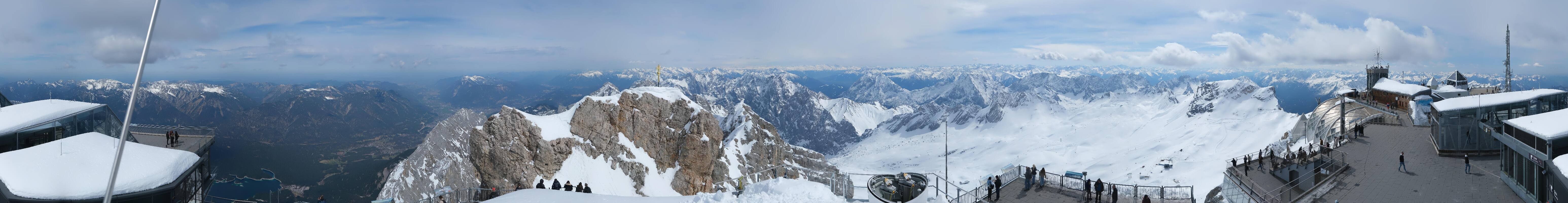 Archiv Foto Webcam Zugspitze: Panoramablick vom Gipfel
