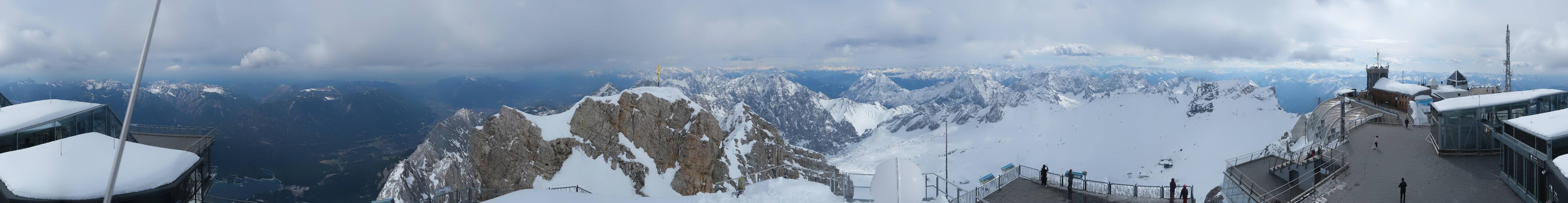 Archiv Foto Webcam Zugspitze: Panoramablick vom Gipfel