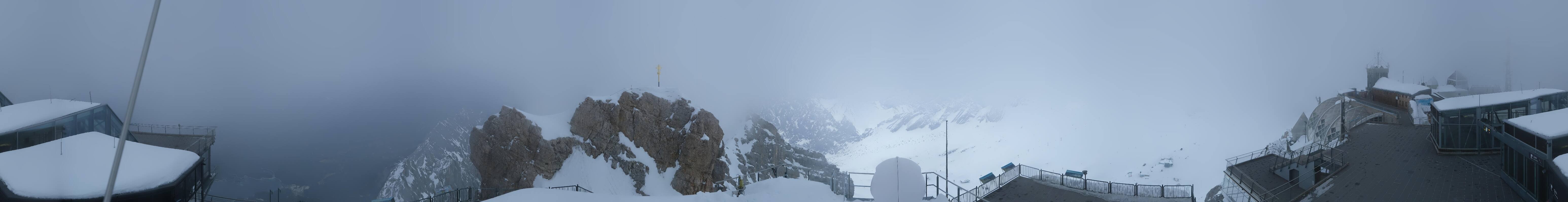 Archiv Foto Webcam Zugspitze: Panoramablick vom Gipfel