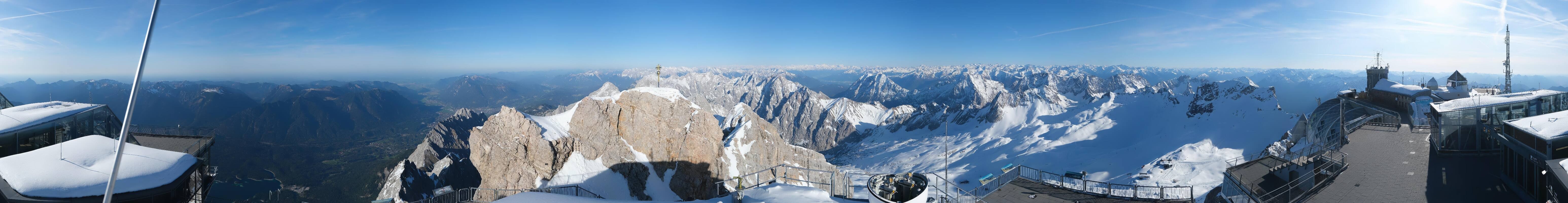 Archiv Foto Webcam Zugspitze: Panoramablick vom Gipfel