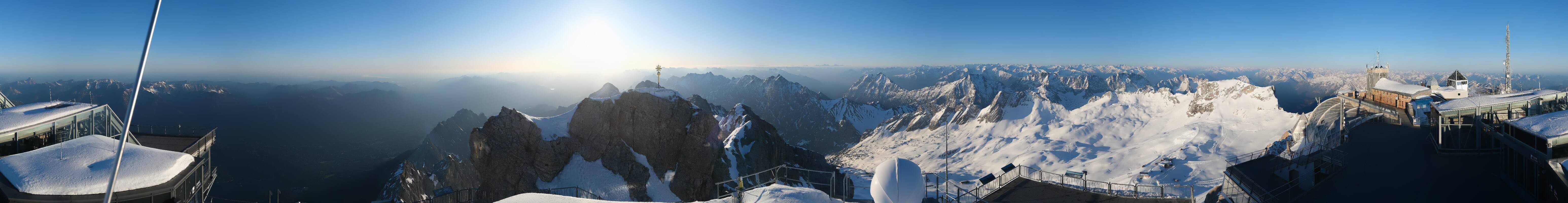 Archiv Foto Webcam Zugspitze: Panoramablick vom Gipfel