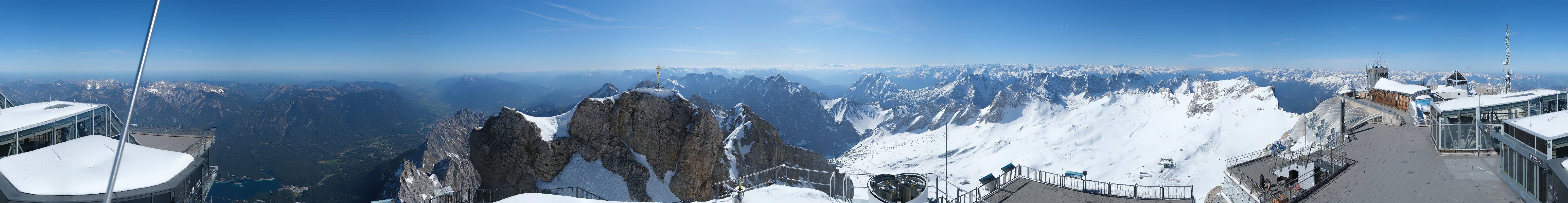 Archiv Foto Webcam Zugspitze: Panoramablick vom Gipfel