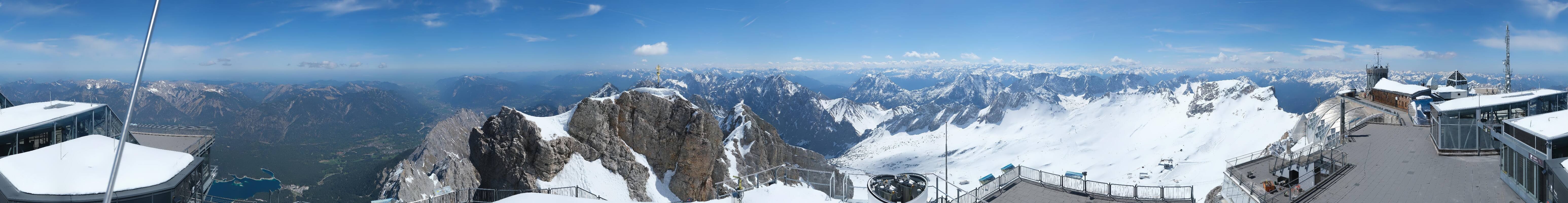 Archiv Foto Webcam Zugspitze: Panoramablick vom Gipfel