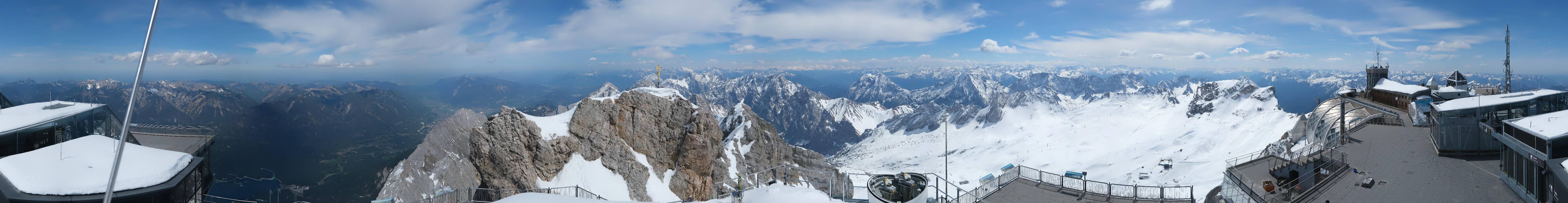Archiv Foto Webcam Zugspitze: Panoramablick vom Gipfel