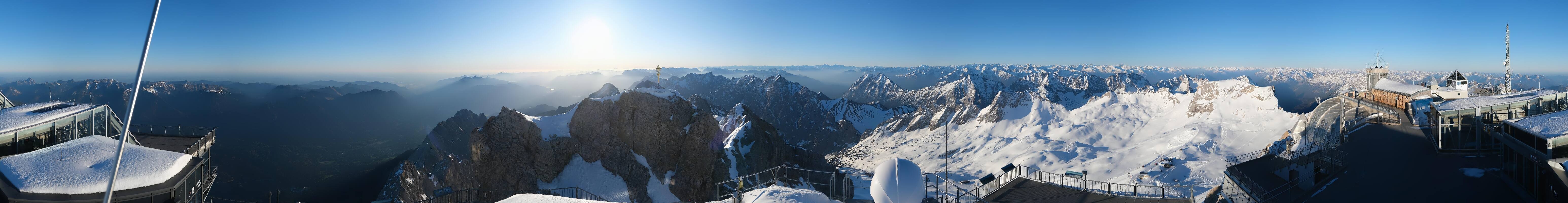 Archiv Foto Webcam Zugspitze: Panoramablick vom Gipfel