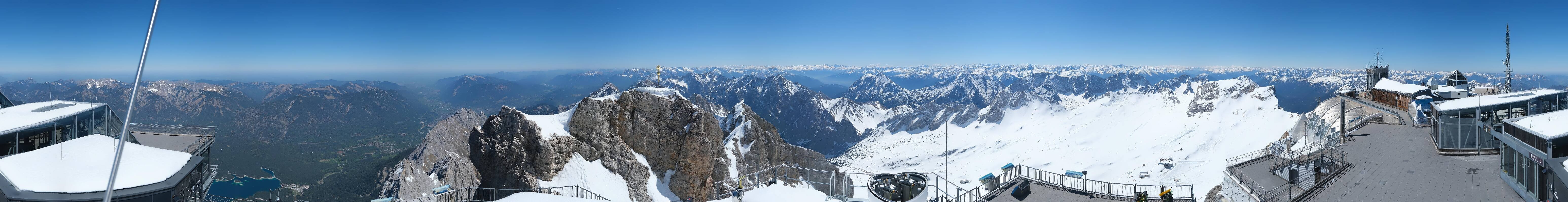 Archiv Foto Webcam Zugspitze: Panoramablick vom Gipfel