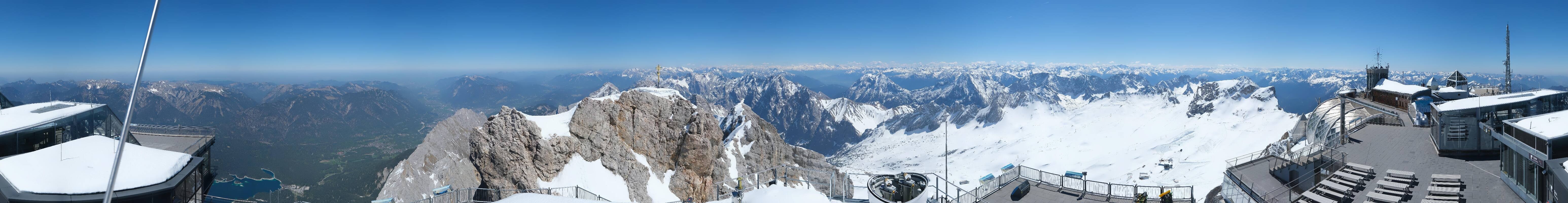 Archiv Foto Webcam Zugspitze: Panoramablick vom Gipfel