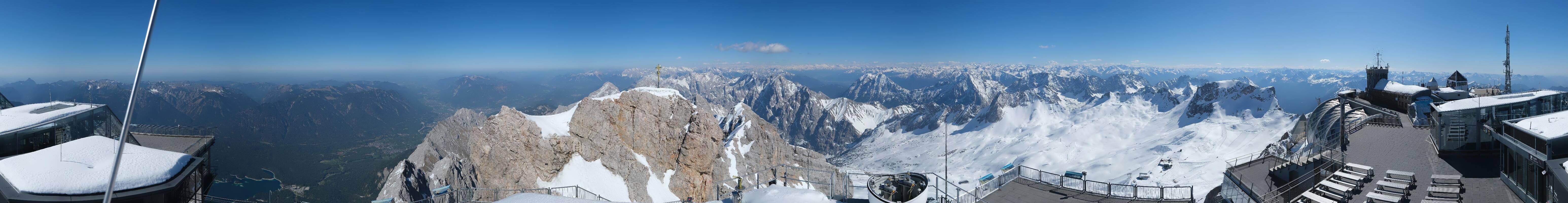 Archiv Foto Webcam Zugspitze: Panoramablick vom Gipfel