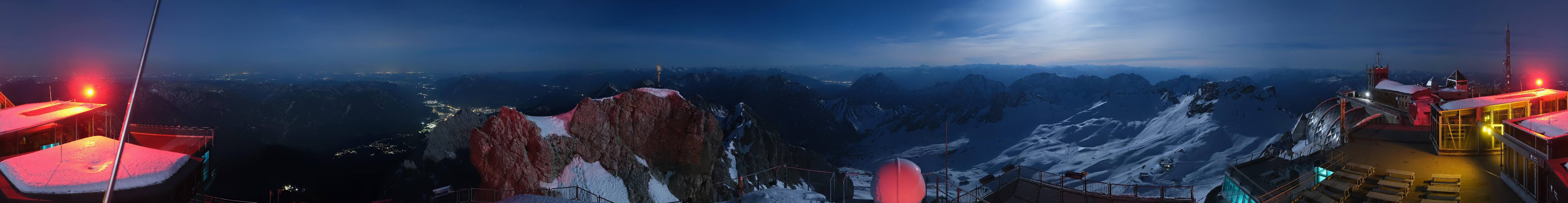 Archiv Foto Webcam Zugspitze: Panoramablick vom Gipfel