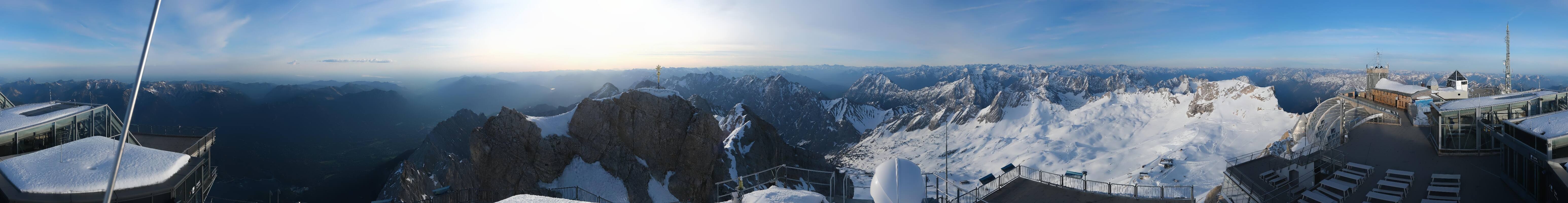 Archiv Foto Webcam Zugspitze: Panoramablick vom Gipfel